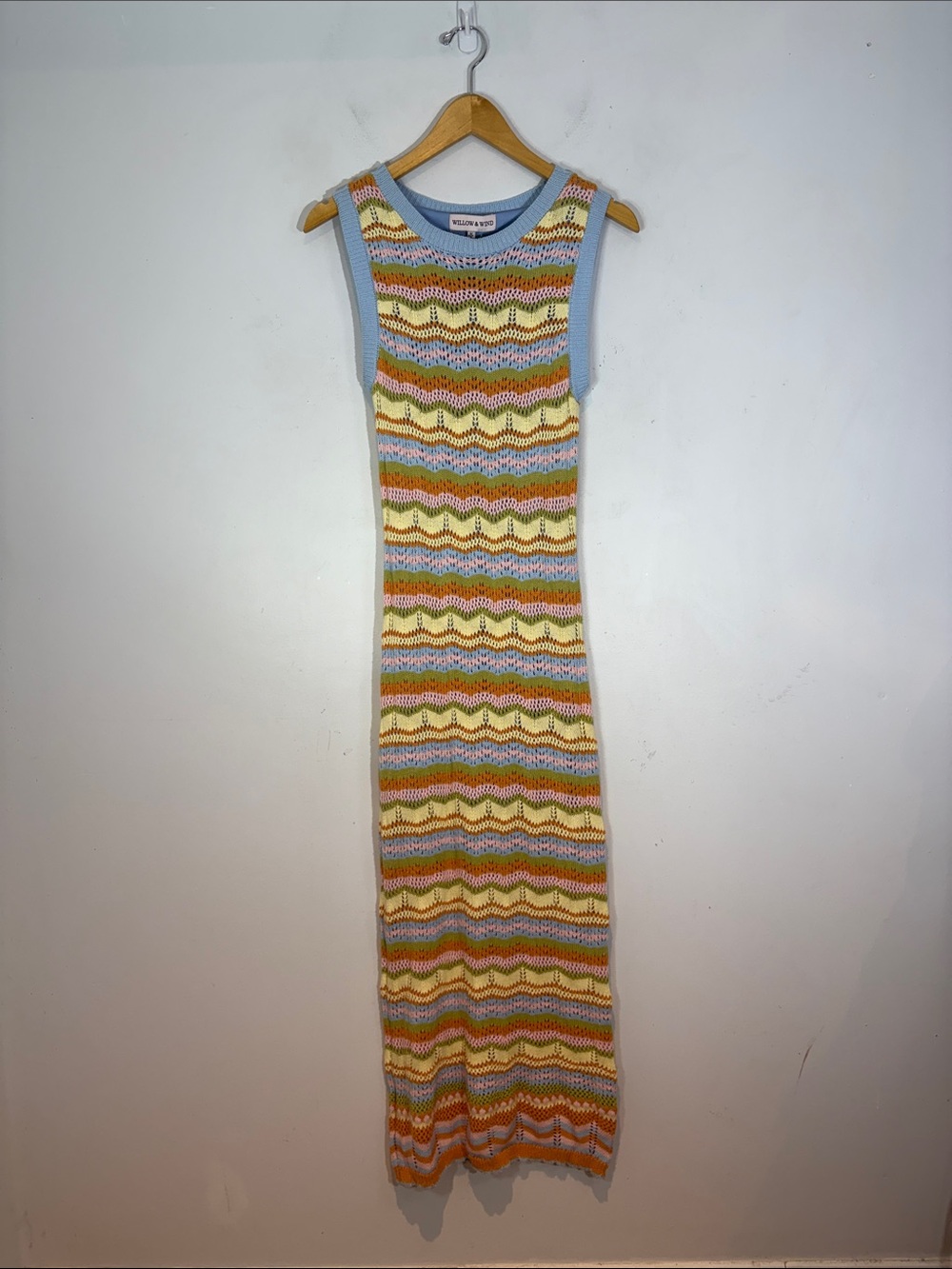 Willow & Wind Rainbow Chevron Crochet Knit Midi Dress NWT medium - Picture 11 of 12